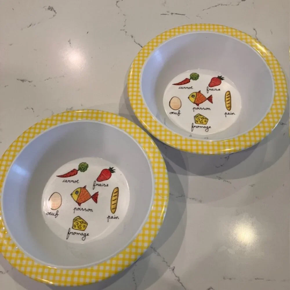 Baby Cie French Foods Melamine Bowl Dishwasher Safe Set of 2